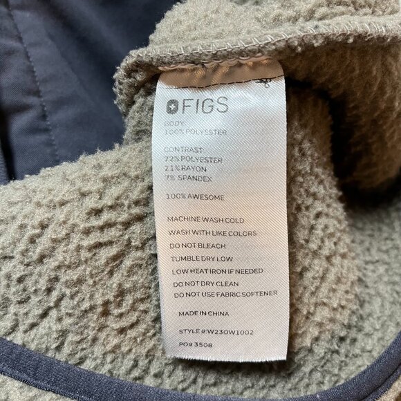 Figs On-Shift Sherpa Jacket Cacao Brown Small Warm Thermal Fleece Nurse Doctor - Picture 5 of 12